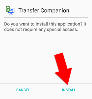 Installing the Transfer Companion APK