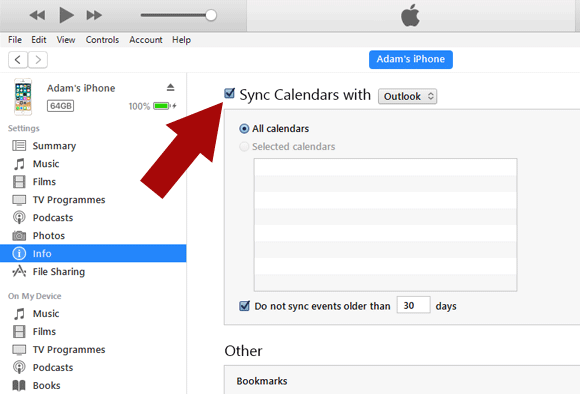 Sync Android calendars with iPhone