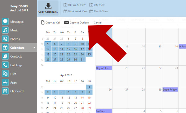 Transfer calendars from Android to iPhone
