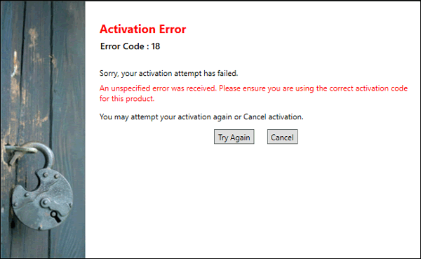 Error Code 18