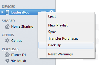 Back up your device using iTunes