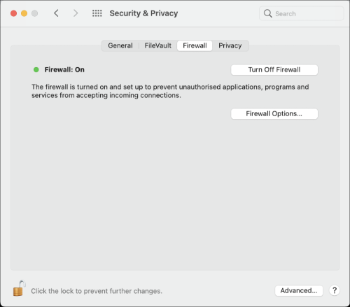 Mac Firewall options