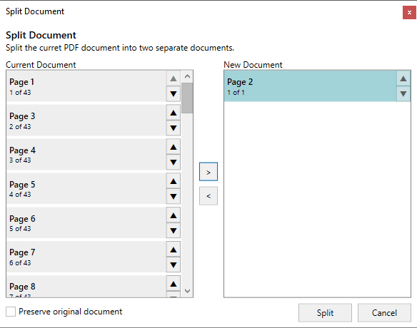 How do split a PDF document