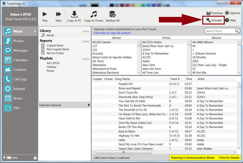 How to activate TouchCopy