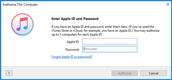 Input Apple ID and Password