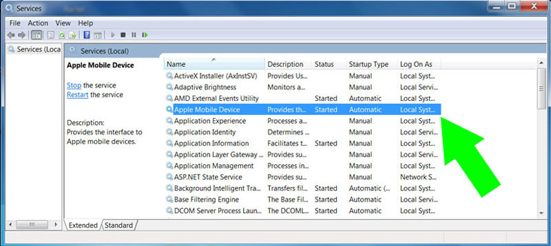Ensuring that Apple Mobile Device service is running