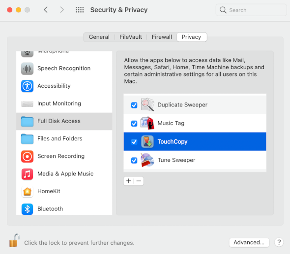 How to set full disk access permissions on Mac