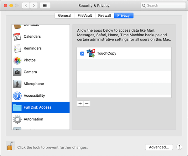 How to set full disk access permissions on Mac