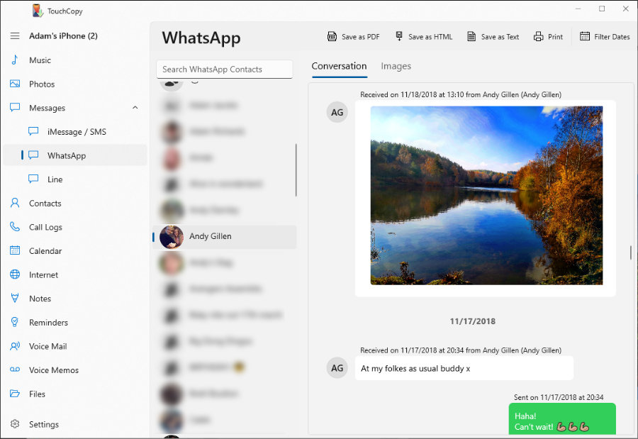 Backup WhatsApp messages from iPhone to computer