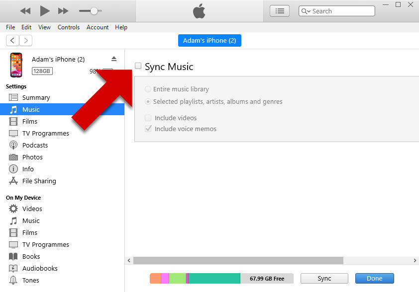 Sync music from iTunes to iPhone