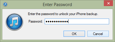 Enter encrypted backup password