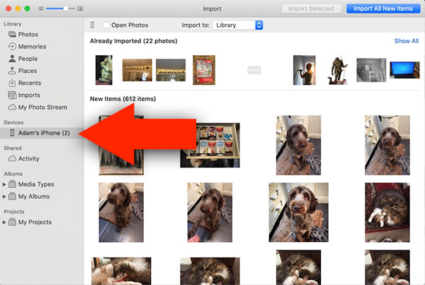 Import iPhone photos to Mac or MacBook using Photos app