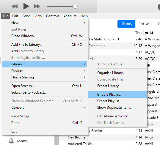 Import playlists into iTunes