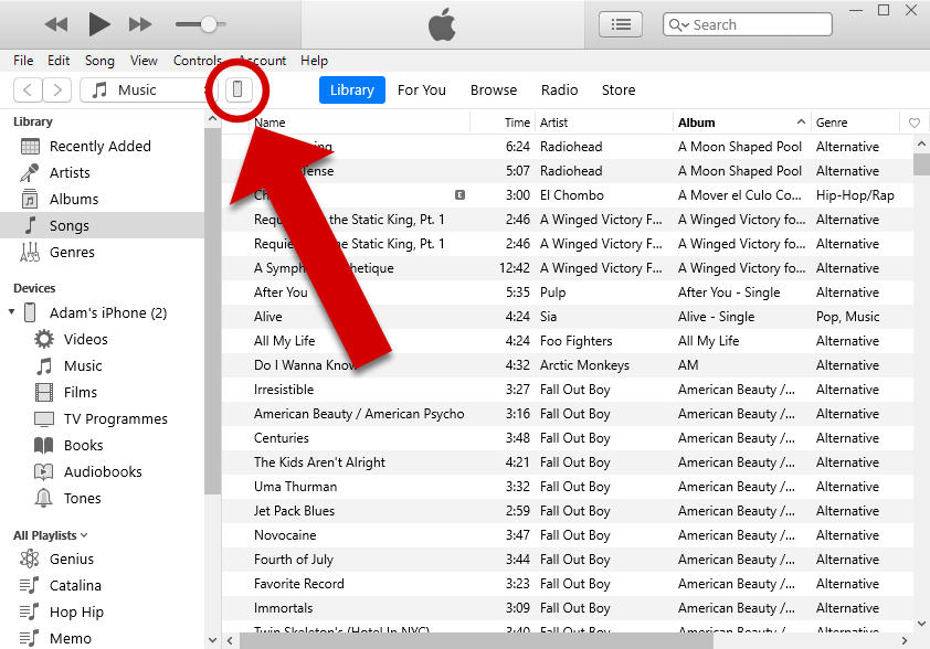 Click on your device icon in iTunes