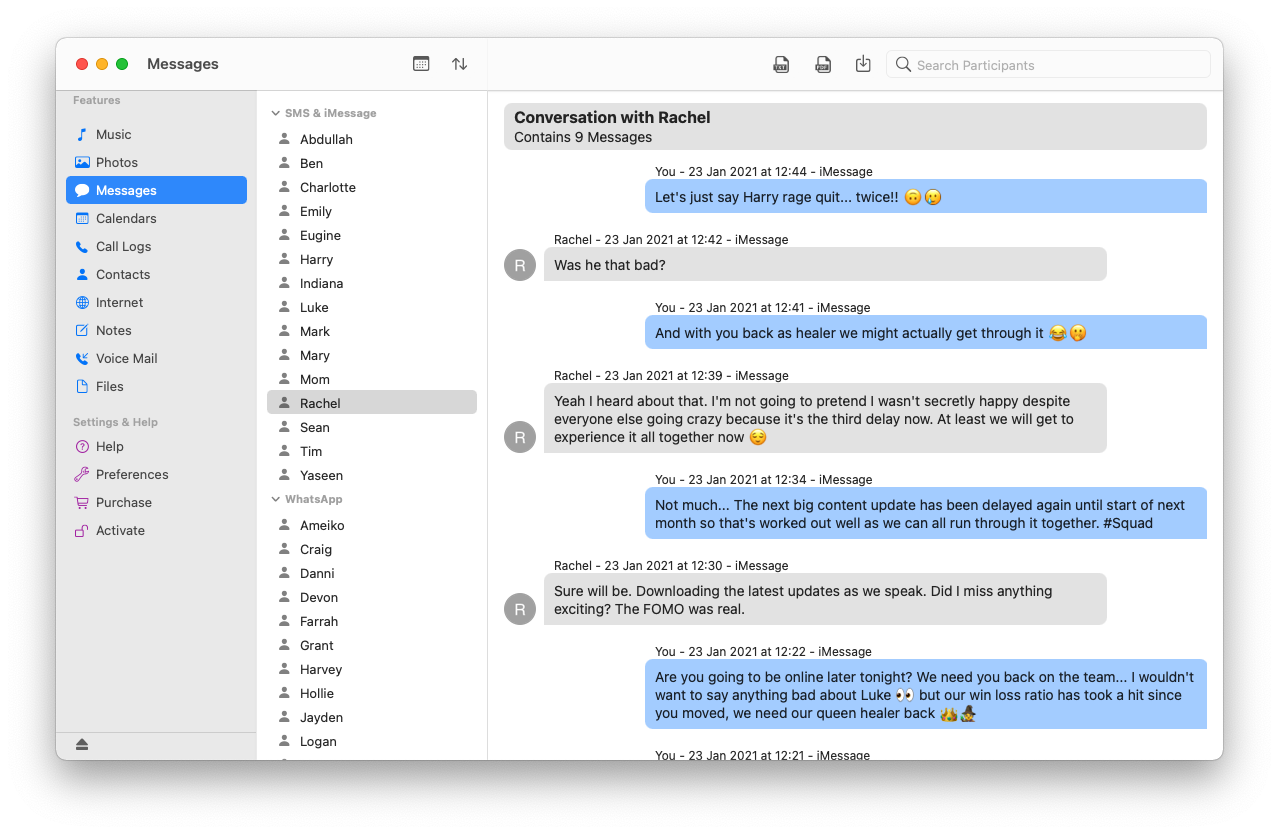 Accessing iPhone messages on Mac using TouchCopy