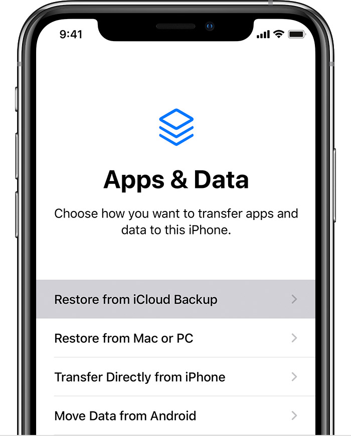 Restore iPhone from iCloud backup