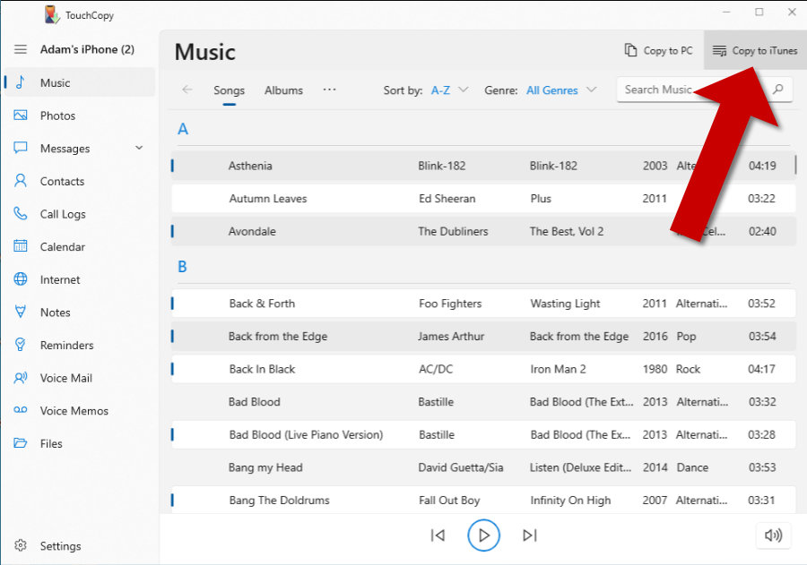 iPodからiTunesに音楽を転送する方法