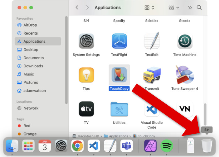 Uninstall TouchCopy from Mac