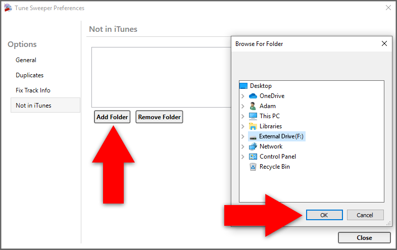 Add external drive for Tune Sweeper scan