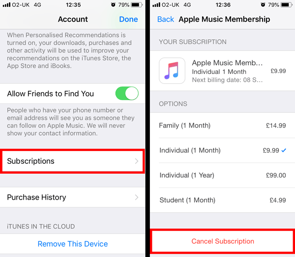 Cancel Apple Music Subscription - Step 3