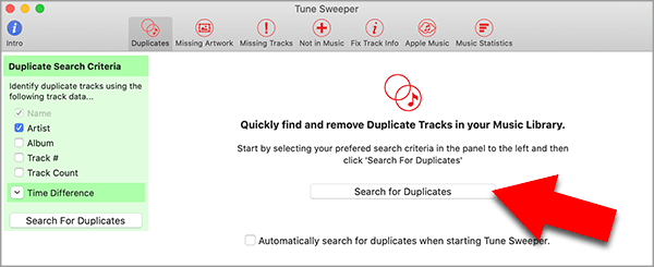 Find duplicate music in Catalina Music app