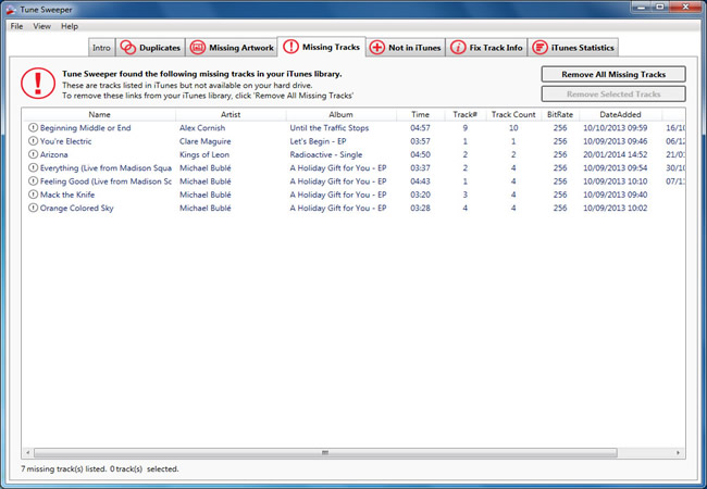 Remove missing tracks from iTunes