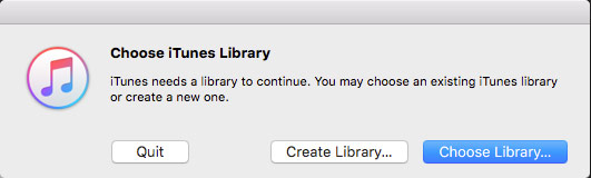 Select a new iTunes library