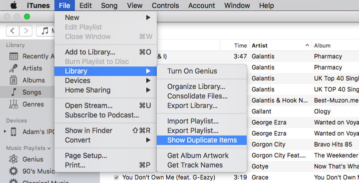Find duplicates in iTunes library