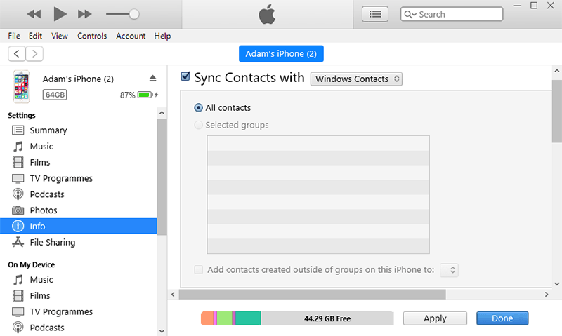 Import contacts to new iPhone