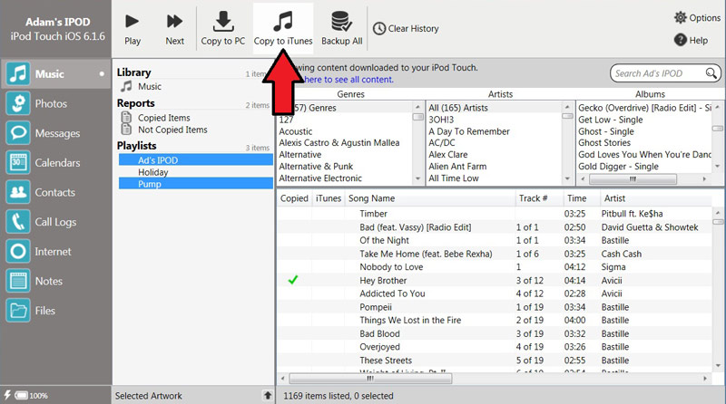 Copy music from iPod, iPhone or iPad to iTunes