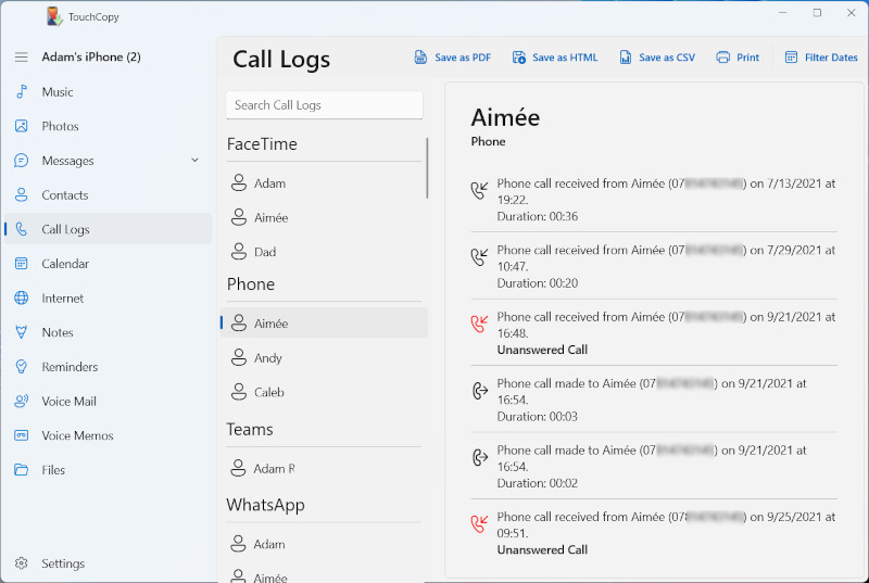 How to Print Call History from iPhone on Windows PC