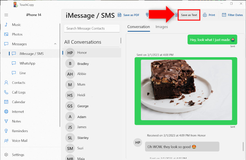 Save iPhone Messages as Text