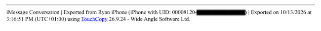 Screenshot example of the extended forensic footer