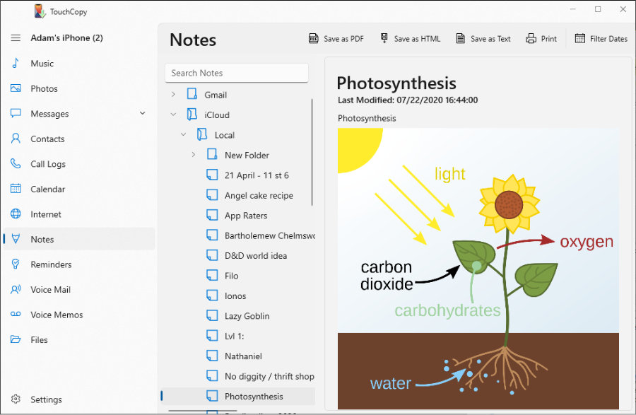 How to copy notes from iPhone to computer with TouchCopy