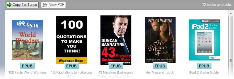 TouchCopy Books tab