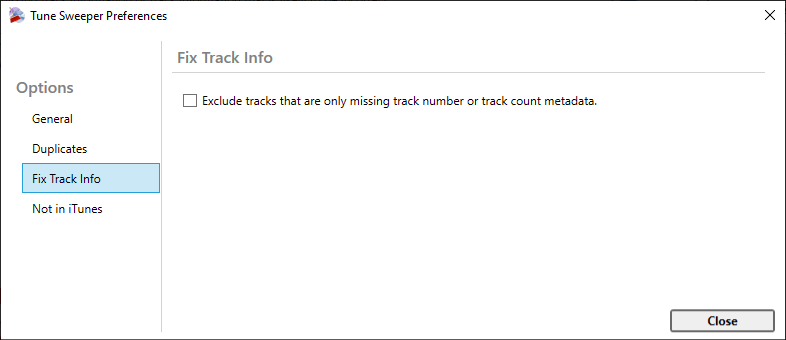 Tune Sweeper fix track info Preferences