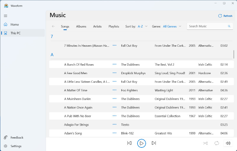 Access your music library on PC with Waveform