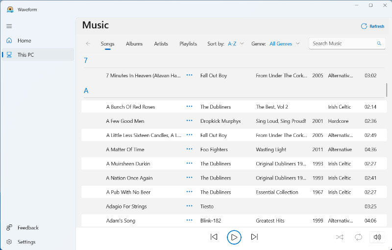 Access your music library on PC with Waveform
